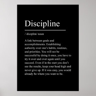 Póster disciplina, motivación, presupuesto, gimnasia, ins