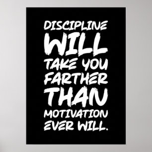 Póster Disciplina vs Motivación, Gimnasio, Hustle, Éxito