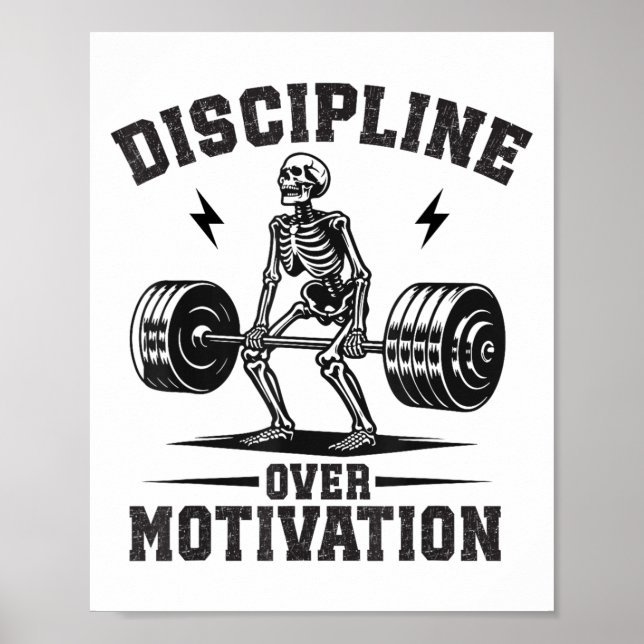 Póster Discipline Over Motivation Gym Motivational Traini (Frente)