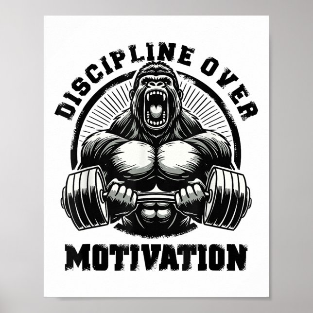 Póster Discipline Over Motivation Weightlift Gym Quotes G (Frente)