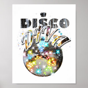 Póster Disco Ball Disco Diva Queen - 70 Retro Vintage Da