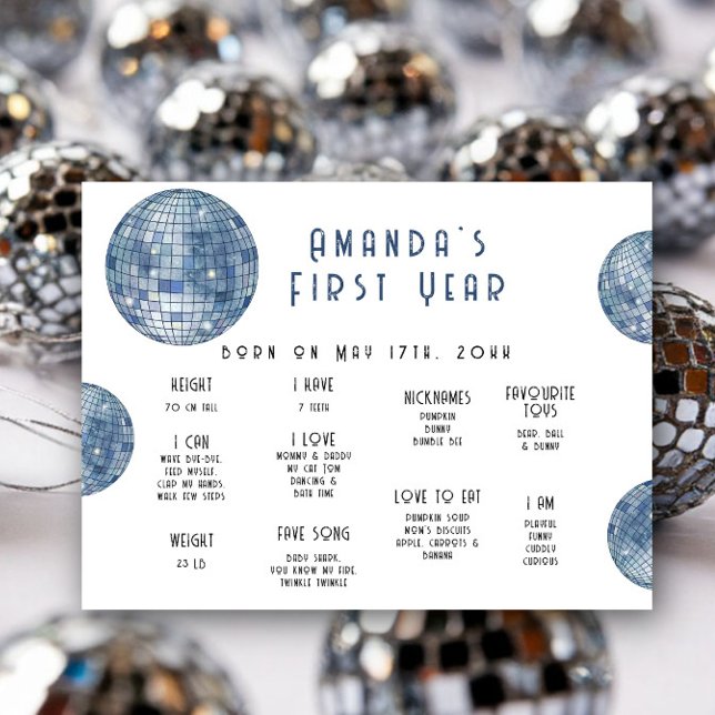 Póster Disco ball First Birthday Milestone Birthday (Subido por el creador)