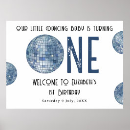 Póster Disco Ball First Year 1st Birthday Party