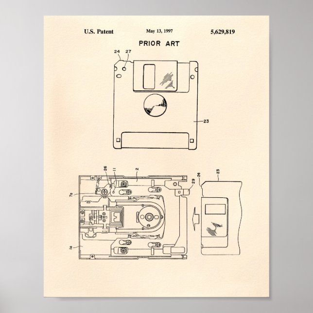 Póster Disco de disquete 1997 Patent Art - Peper antiguo (Frente)