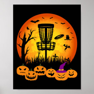 Póster Disco de Golf Retro Halloween Cementerio Disc Golf