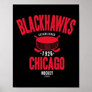 Póster Disco de hockey Chicago Blackhawks negro con licen