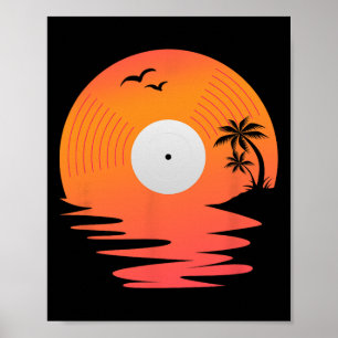 Póster Disco de vinilo disco retro diseño de tornamesas d