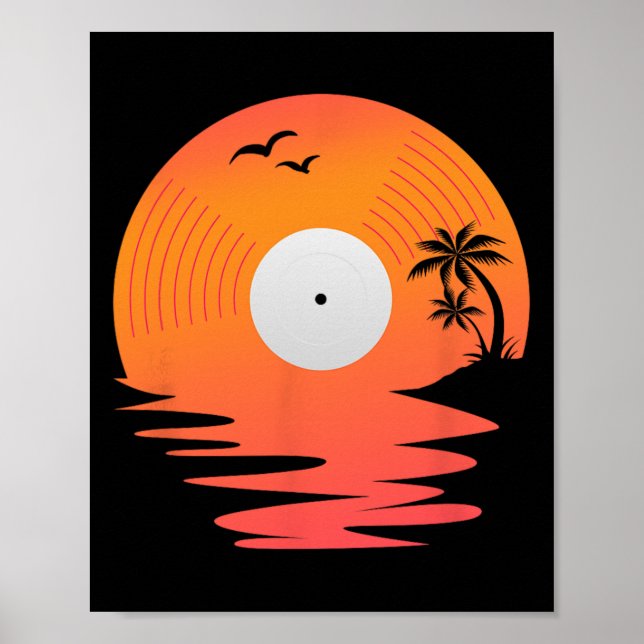 Póster Disco de vinilo disco retro diseño de tornamesas d (Frente)