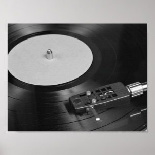 Póster Disco de vinilo sonando en un tocadiscos