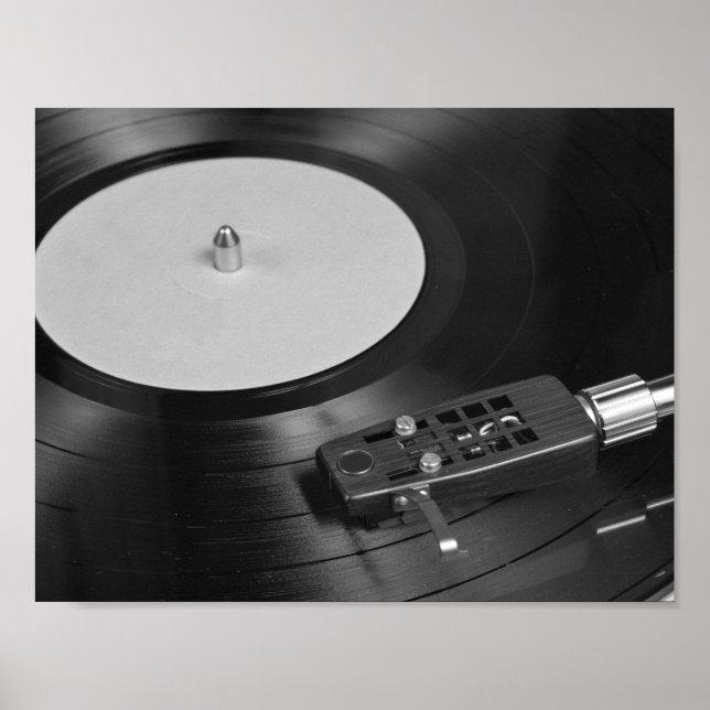 Póster Disco de vinilo sonando en un tocadiscos (Frente)