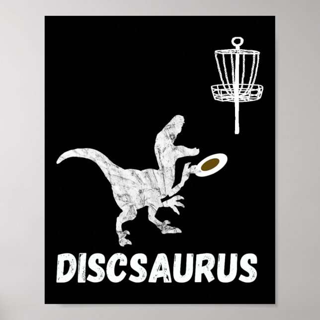 Póster Disco Golf Dinosaurio Frolfing T-rex Dino Divertid (Frente)