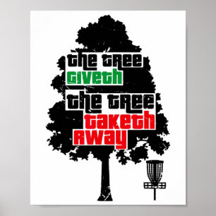 Póster Disco Golf Divertido Disco Deportes Árbol Icono Ar