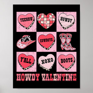 Póster Disco Howdy San Valentín Corazón Vaquero Rodeo Tex