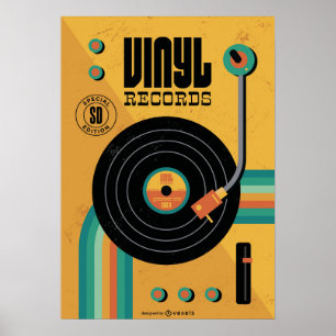 Póster Disco virtual de música retro de los años 80