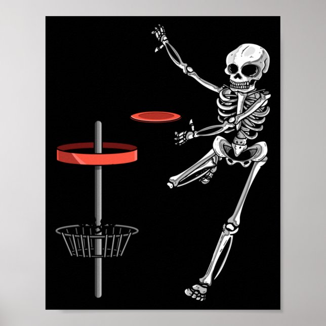 Póster Disco Volador de Esqueleto Golf Frisbee de Hallowe (Frente)