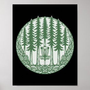 Póster Disco volador de golf bosque bosque de pino bosque