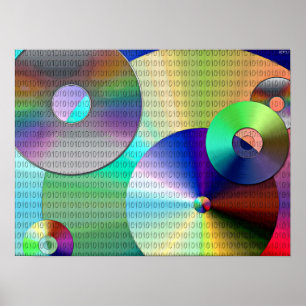 Póster Discos binarios abstractos