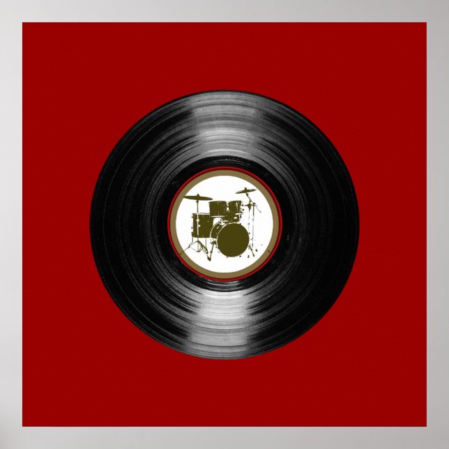 Póster discos de vinilo de tambores para paredes (Frente)