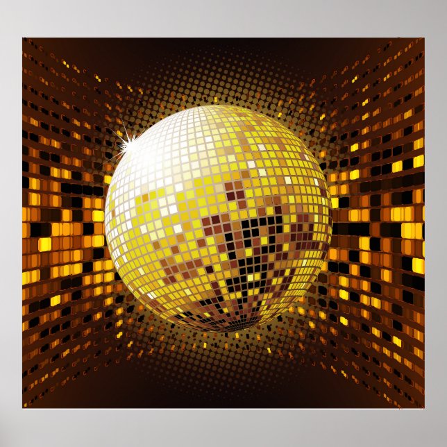 Póster Discoteca fiesta: Luces Vintage brillantes. (Frente)