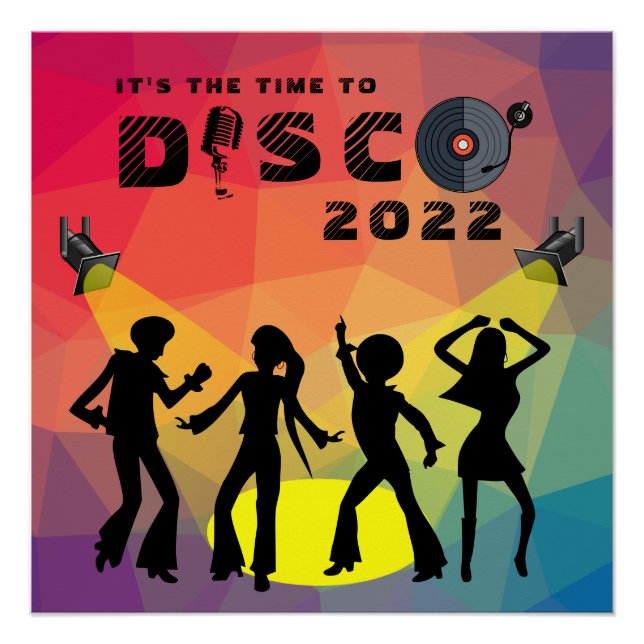 Póster Discoteca, pista de baile, retro, multicolor (Anverso)