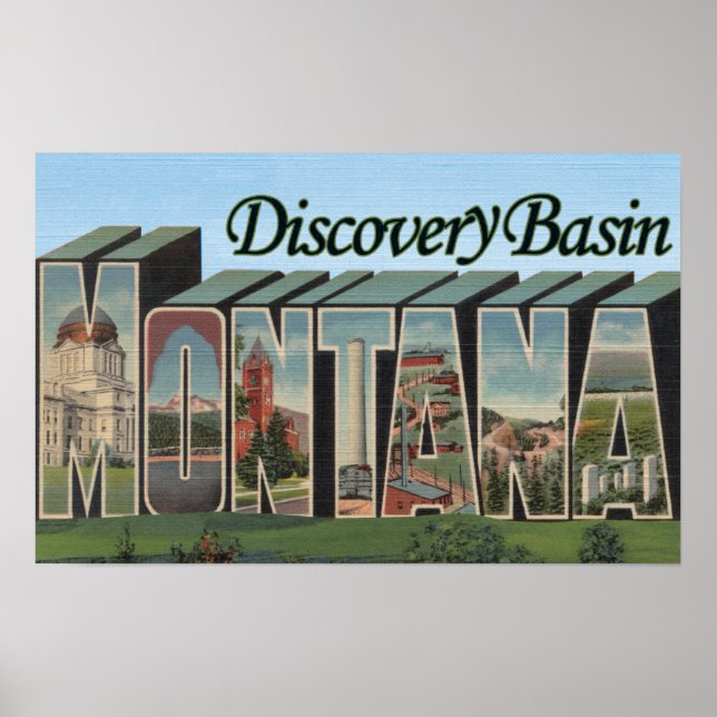 Póster Discovery Basin, Montana - Large Letter Scenes (Frente)