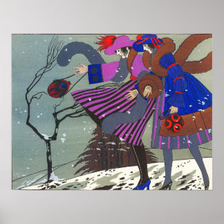 PÓSTER DISEÑADOR DE COSTUMBRES DE NIEVE/MODA DE INVIERNO