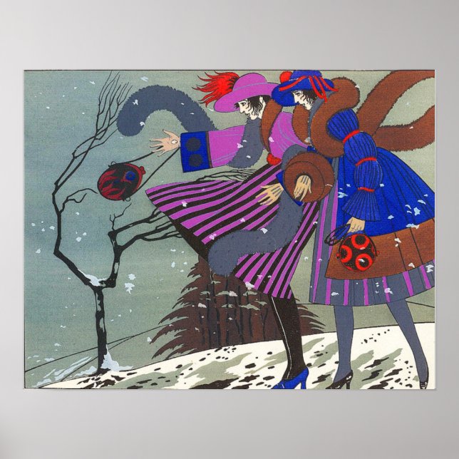 PÓSTER DISEÑADOR DE COSTUMBRES DE NIEVE/MODA DE INVIERNO (Frente)