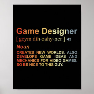 Póster Diseñador de juegos Definición de juego Programado