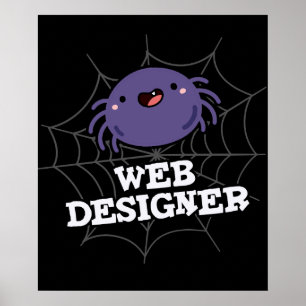 Póster Diseñador Web Funny Spider Pun Dark BG