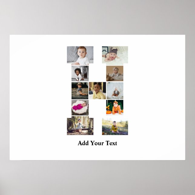 Póster Diseñar su propia letra Collage de fotos H (Frente)