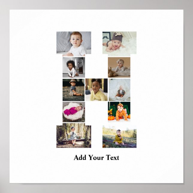 Póster Diseñar su propia letra Collage de fotos H (Frente)