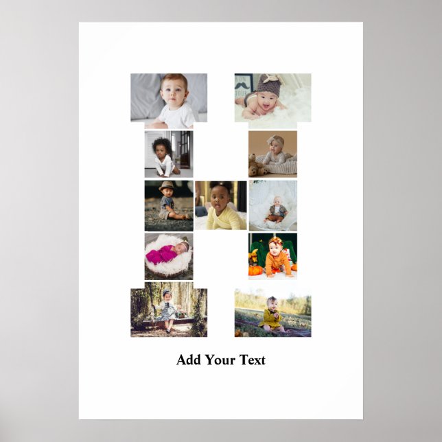 Póster Diseñar su propia letra Collage de fotos H (Frente)