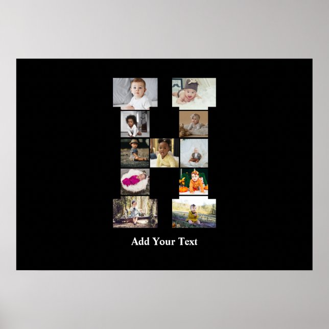 Póster Diseñar su propia letra Collage de fotos H (Frente)