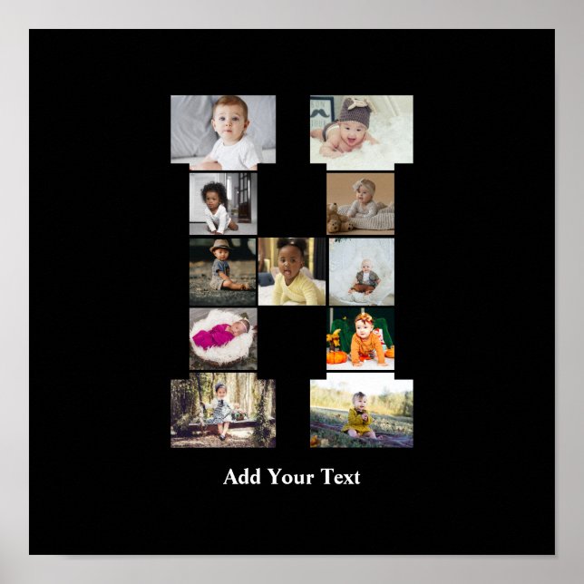 Póster Diseñar su propia letra Collage de fotos H (Frente)