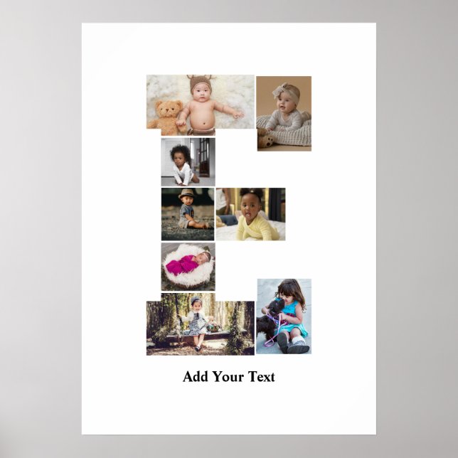 Póster Diseñar su propia letra E Collage de fotos (Frente)