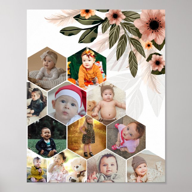 Póster Diseñar su propio Collage de fotos Floral 12 (Frente)