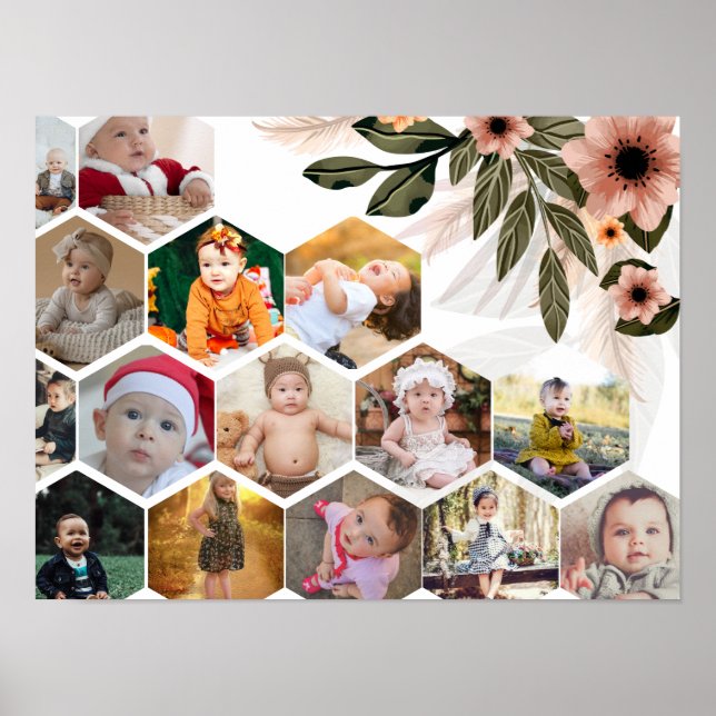 Póster Diseñar su propio Collage de fotos Floral 15 (Frente)