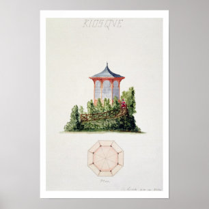 Póster Diseñe para un pabellón en estilo oriental
