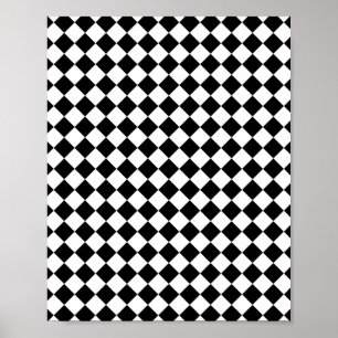 Póster Diseño a cuadros en blanco y negro