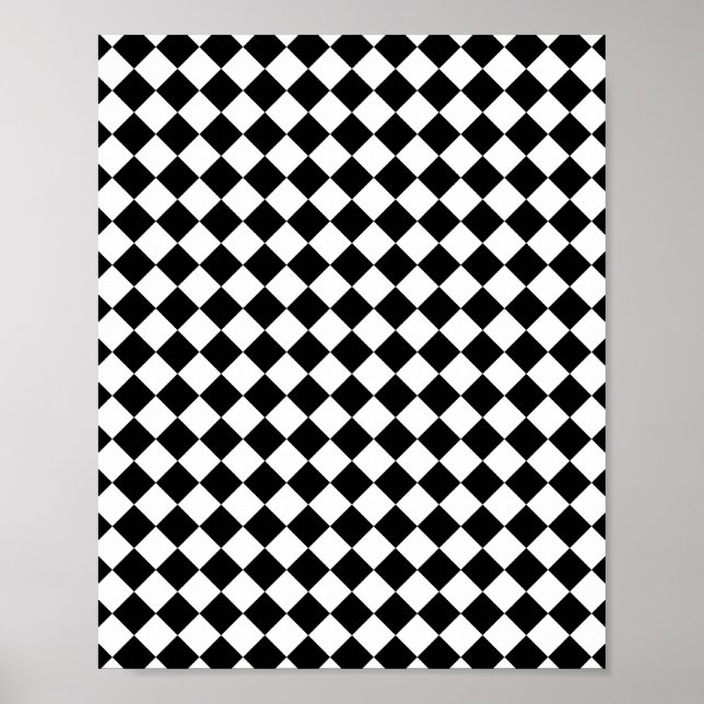 Póster Diseño a cuadros en blanco y negro (Frente)