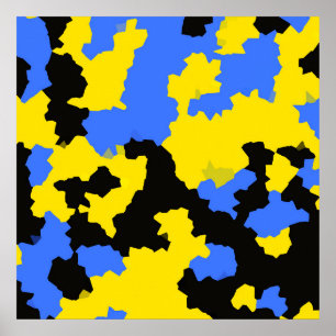 Póster Diseño abstracto amarillo azul negro