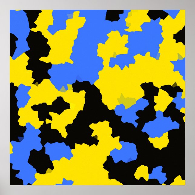 Póster Diseño abstracto amarillo azul negro (Frente)