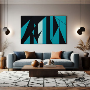 Póster Diseño abstracto azul turquesa negro