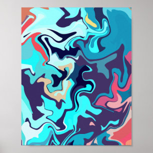 Póster Diseño abstracto con tonos turquesa relajantes