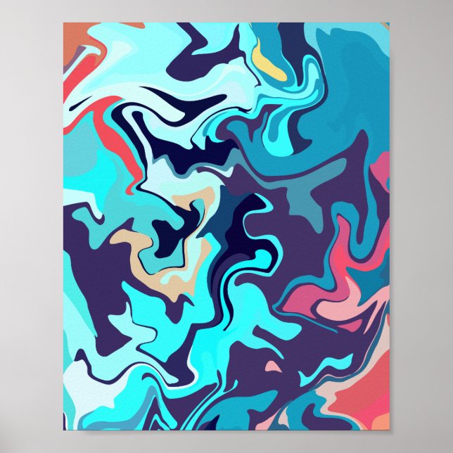 Póster Diseño abstracto con tonos turquesa relajantes (Frente)