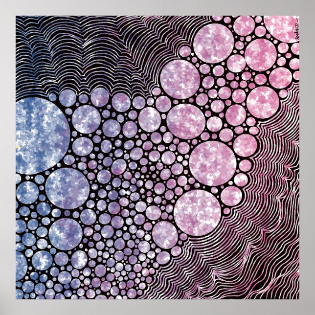 Póster Diseño abstracto de estrellas y círculos (Frente)