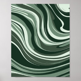 Póster Diseño abstracto de ondas esmeraldas