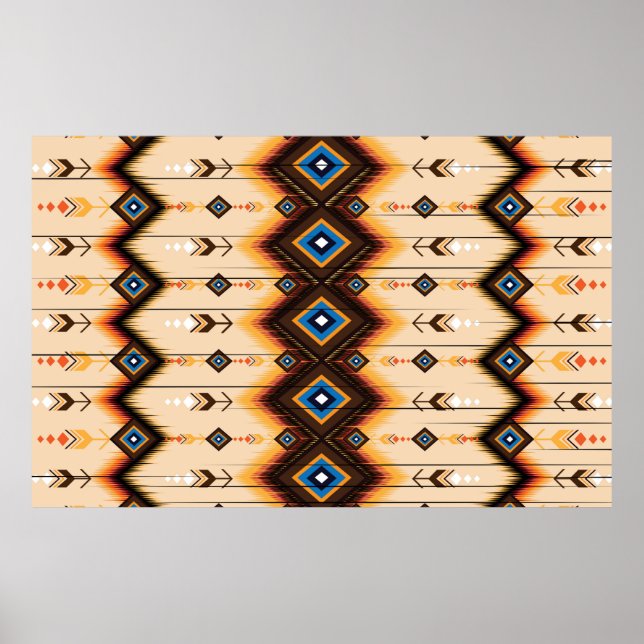 Póster Diseño abstracto de patrón geométrico étnico, vint (Frente)