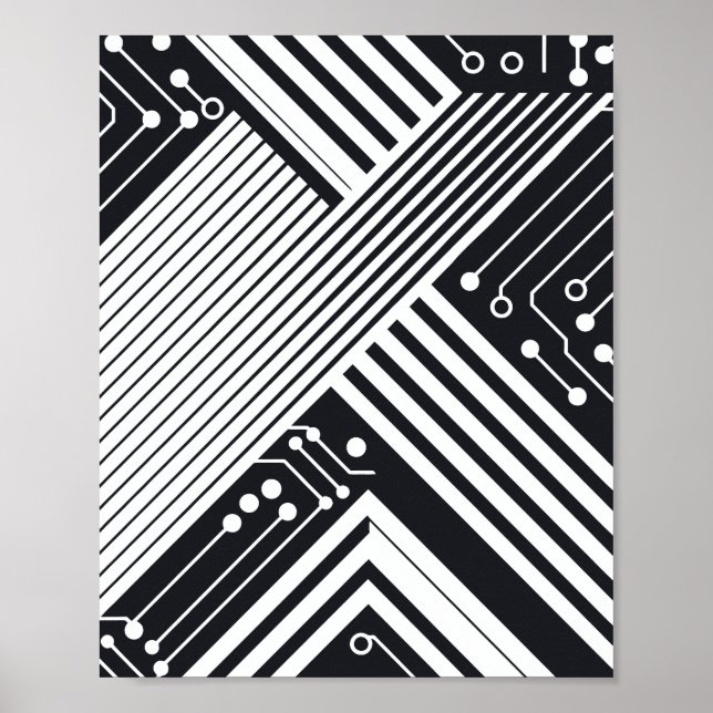 Póster Diseño abstracto de placa de circuito geométrico (Frente)