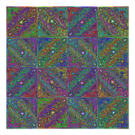 Póster diseño abstracto de tejas de neón multicolor